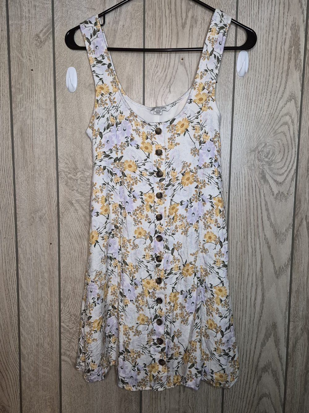 American Eagle Outfitters White Floral Button-Front Sundress